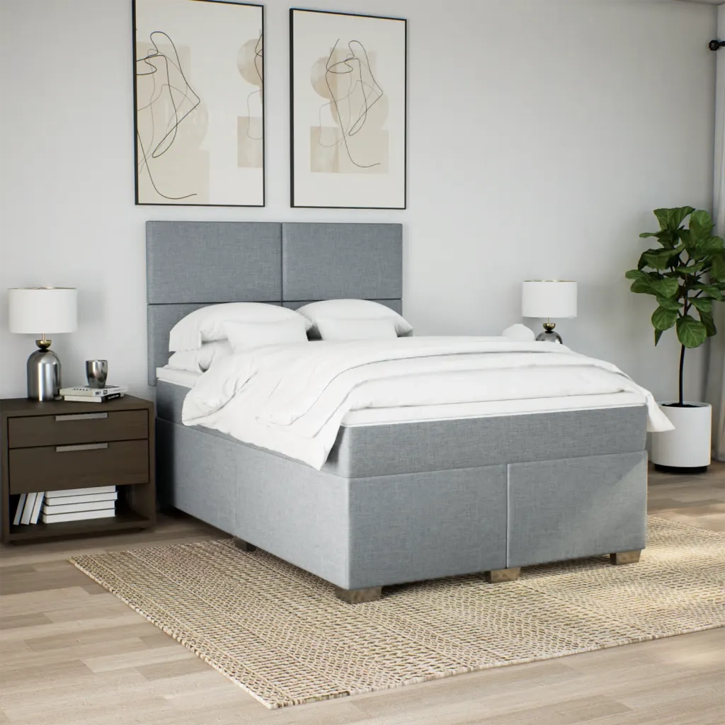 Giroletto a Molle con Materasso Grigio Chiaro 140x200cm Tessuto