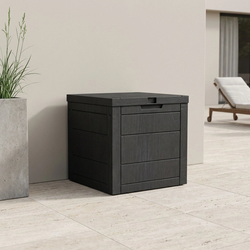 Neo 35 - Baule Portaoggetti da Giardino 54x53x56 cm Contenitore Lucchettabile in Resina Antracite