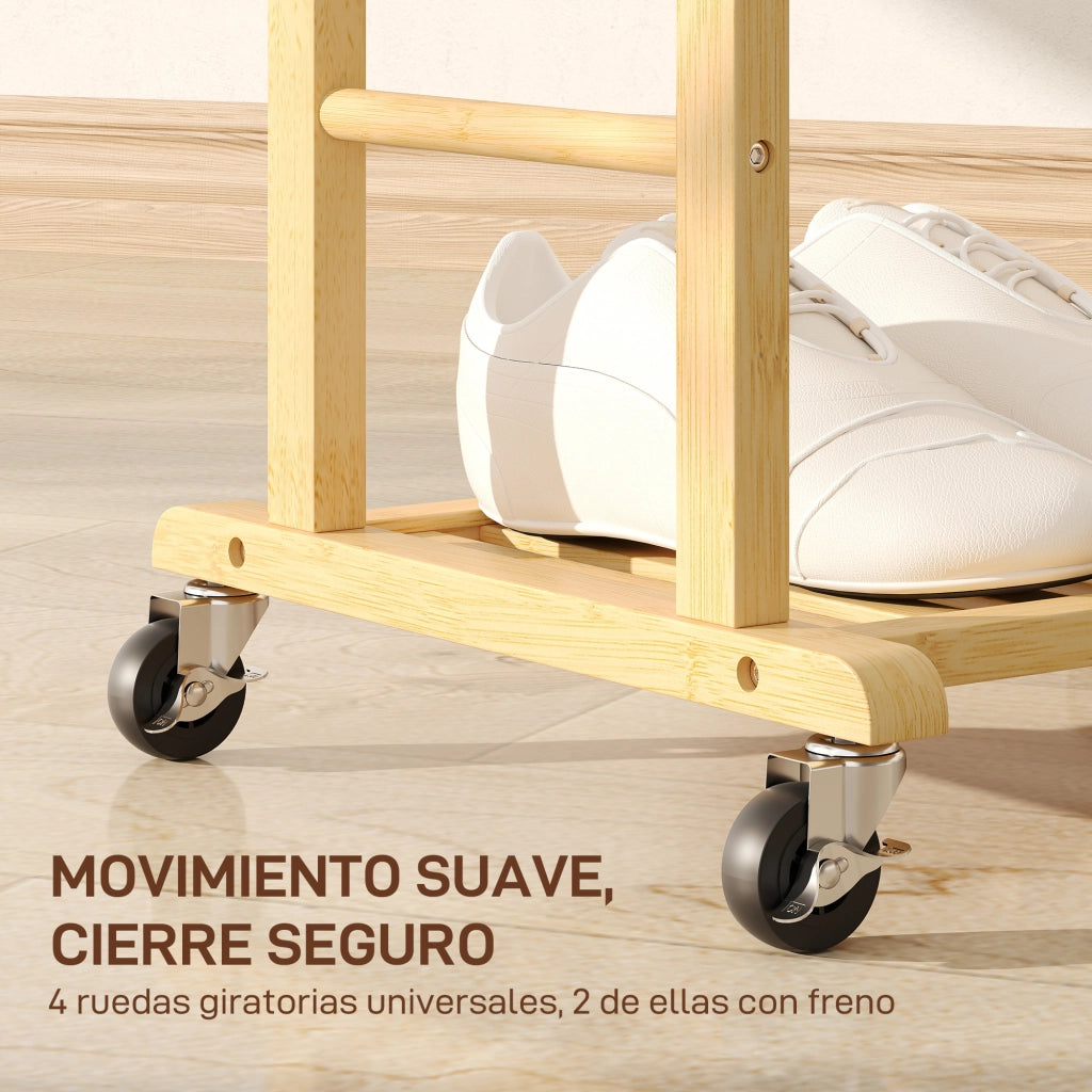 Armadio con Appendiabiti e Ripiani ¨C zephmum ¨C Legno Bamb¨´ Bianco 90x51x200
