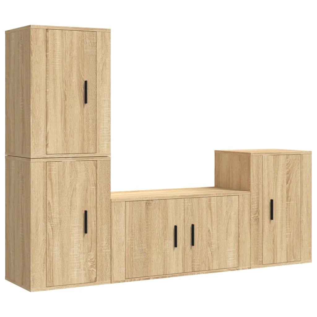 vidaXL Set di Mobili Porta TV 4 pz Rovere Sonoma in Legno Multistrato