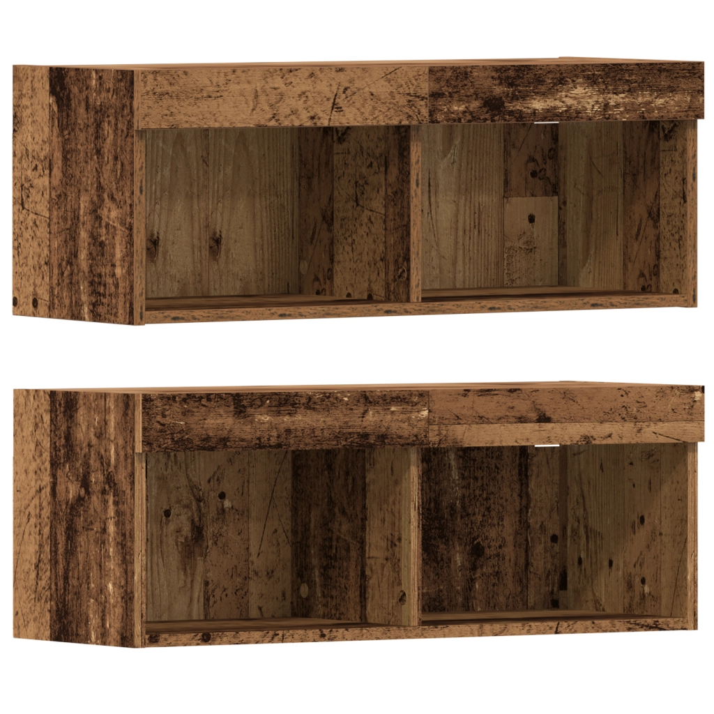 Mobile TV  con luci LED Legno invecchiato 40.5x30x102 cm