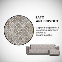 Copridivano con Penisola Destra Seduta 190 cm in Poliestere e Cotone Marrone