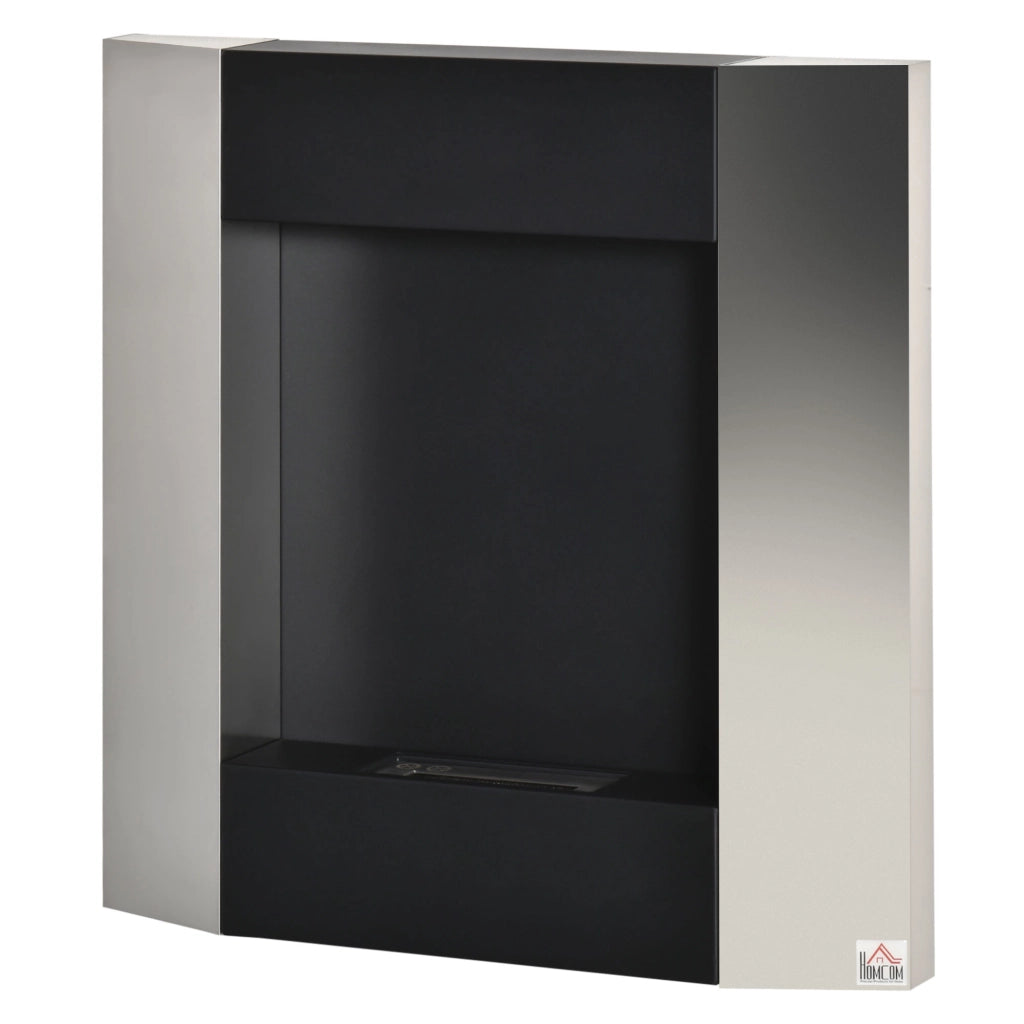 Camino Bioetanolo da Parete ¨C zephmum ¨C Argento e Nero, Acciaio, 72x11x72cm