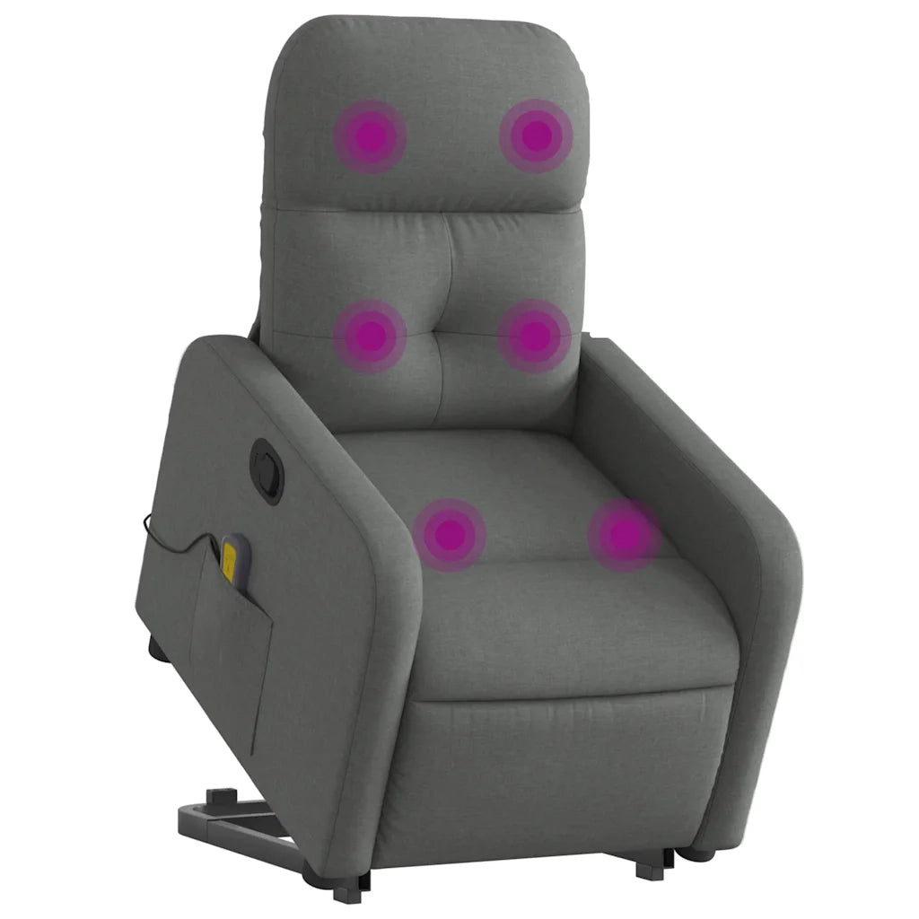 Poltrona Alzapersona Massaggi Reclinabile Grigio Scuro Tessuto 3206805