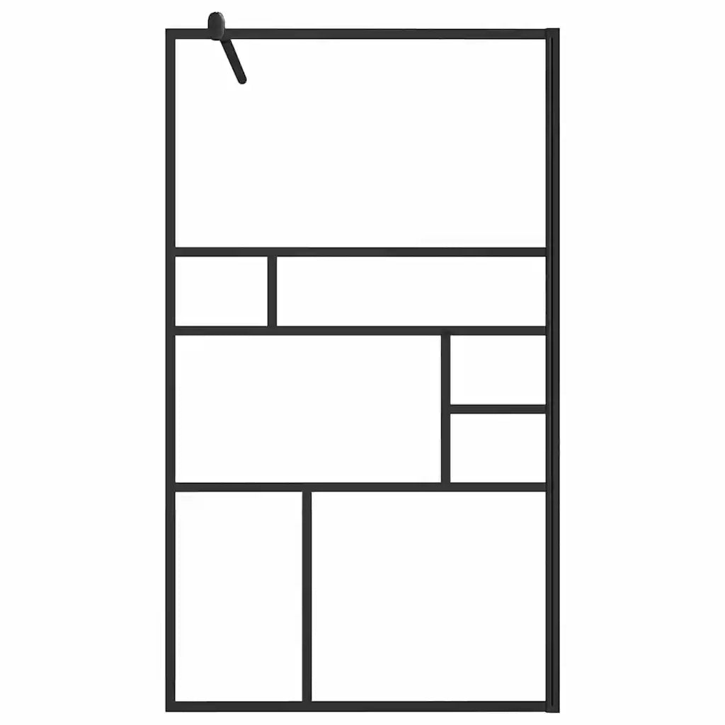 Parete per Doccia Walk-in Vetro Trasparente ESG 90x195 cm Nera 150753
