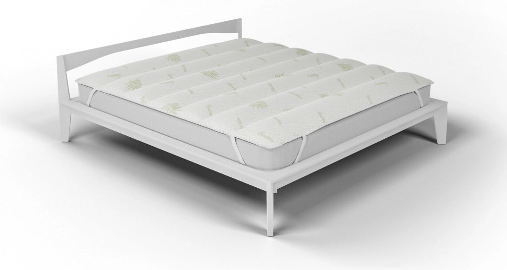 Topper Trapuntato Imbottito Singolo con Elastici Aloe Vera Bianco