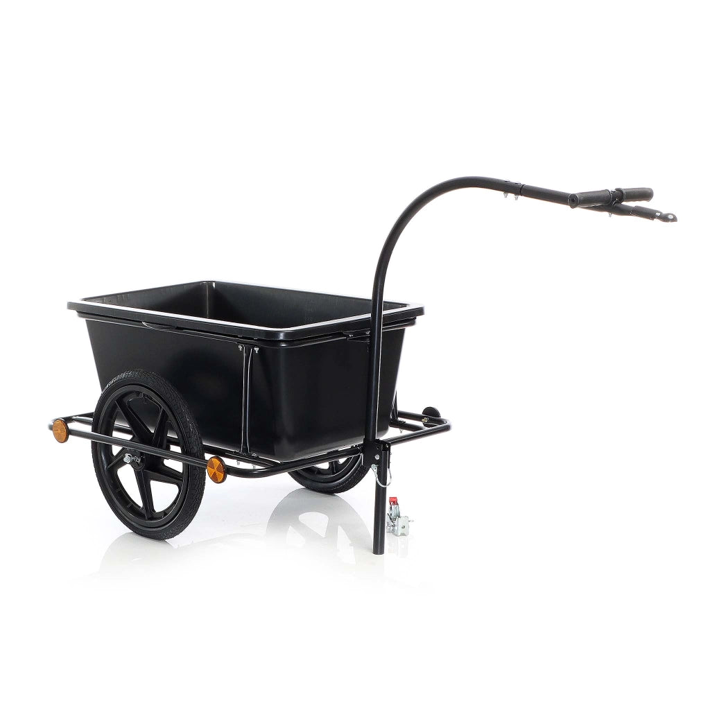 Rimorchio per bici con recipiente da 90 l per carichi fino a 80 kg, con pneumatici da 16"