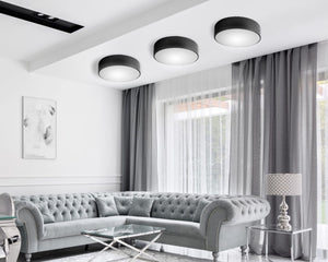 Lampada Plafoniere 50cm Rotonda Nero Da Soffitto APP644-4C