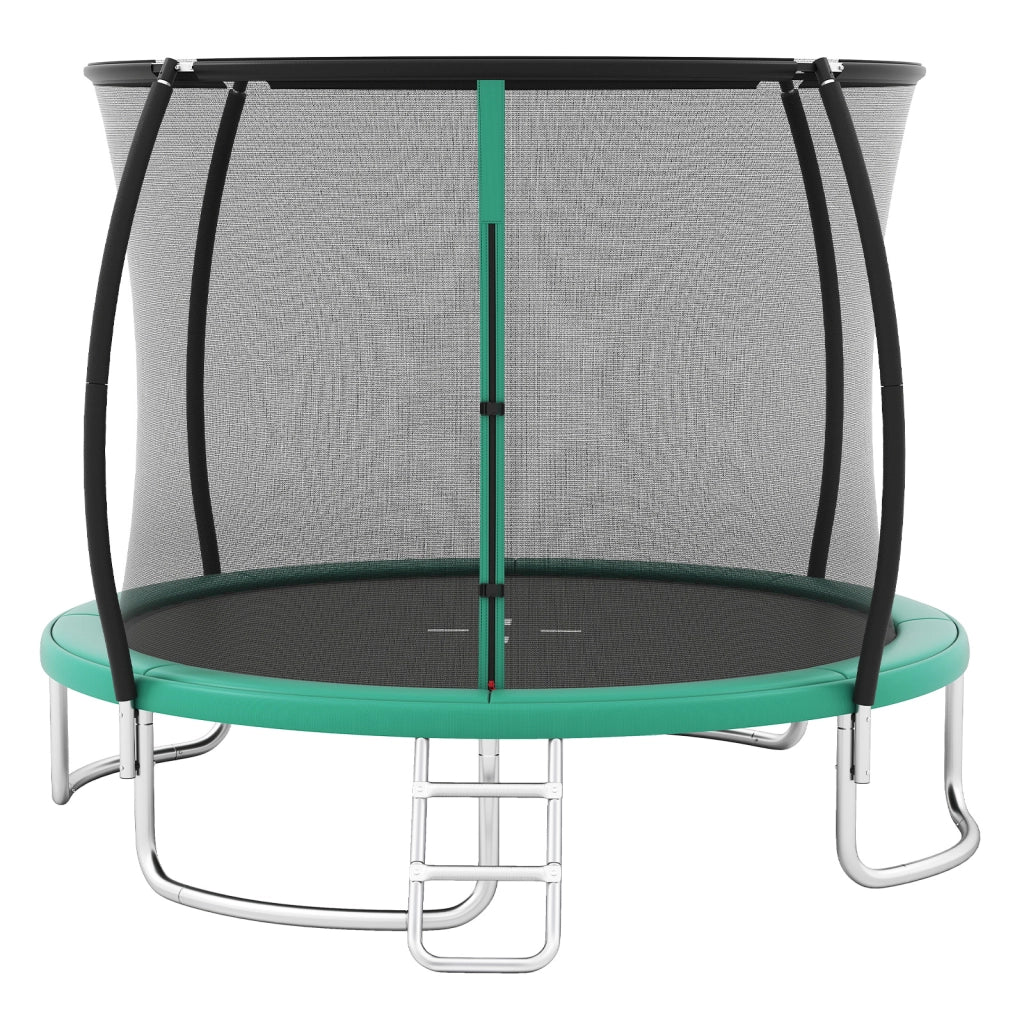Trampolino da esterno 366 cm con rete di sicurezza e scala-Trampolino ricreativo pesante per bambini e adulti Verde