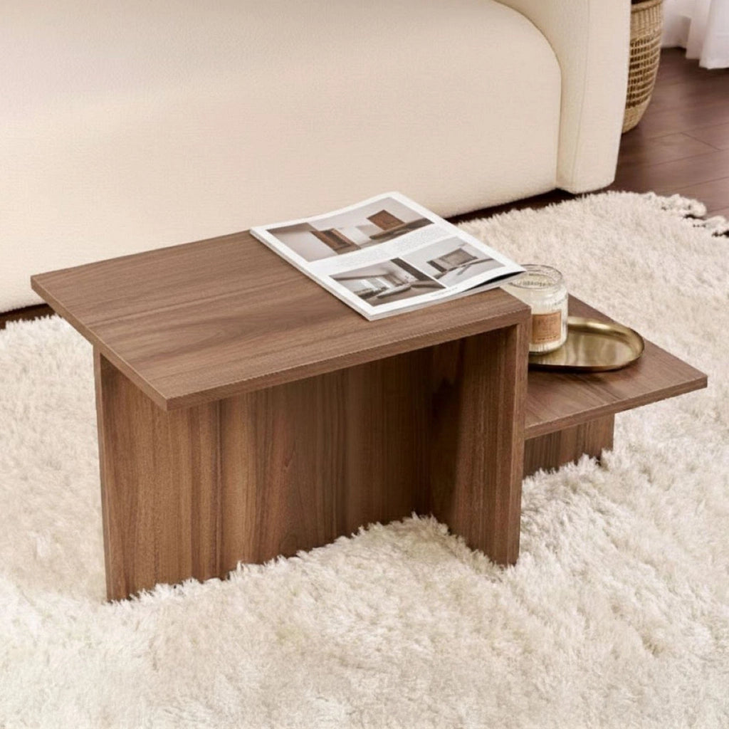Lomagna, Tavolino da Salotto Forma Rettangolare, 80x40x40h cm Marrone Noce