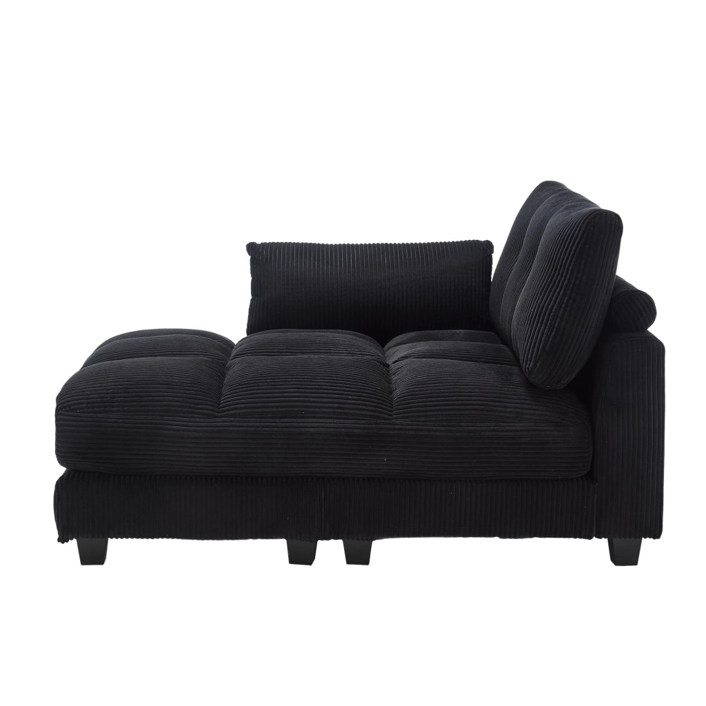 Poltrona relax in velluto a coste nera 112 x 140 x 81 cm con porta USB