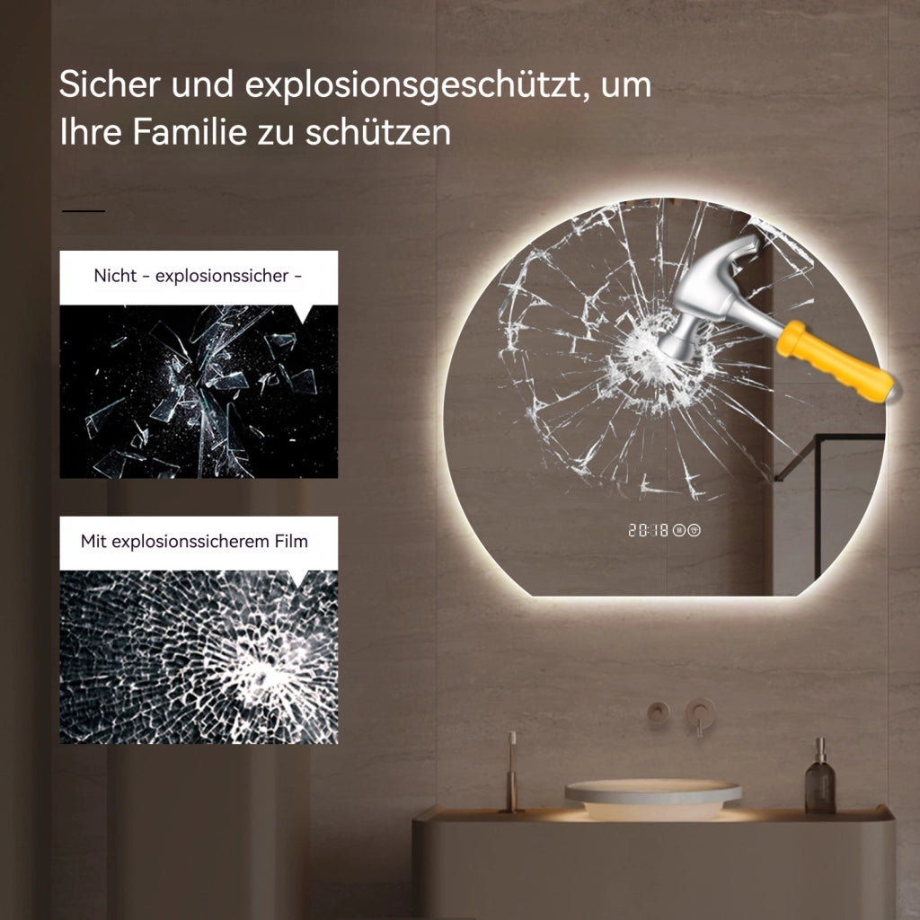 SPECCHIO DA BAGNO LED ROTONDO 80 cm Argento Vetro 5 mm