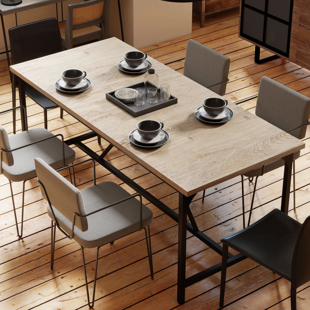 Tavolo da pranzo allungabile per 6-8 persone rettangolare effetto legno naturale ¨C Xylo ¨C 180x80x75,5 cm