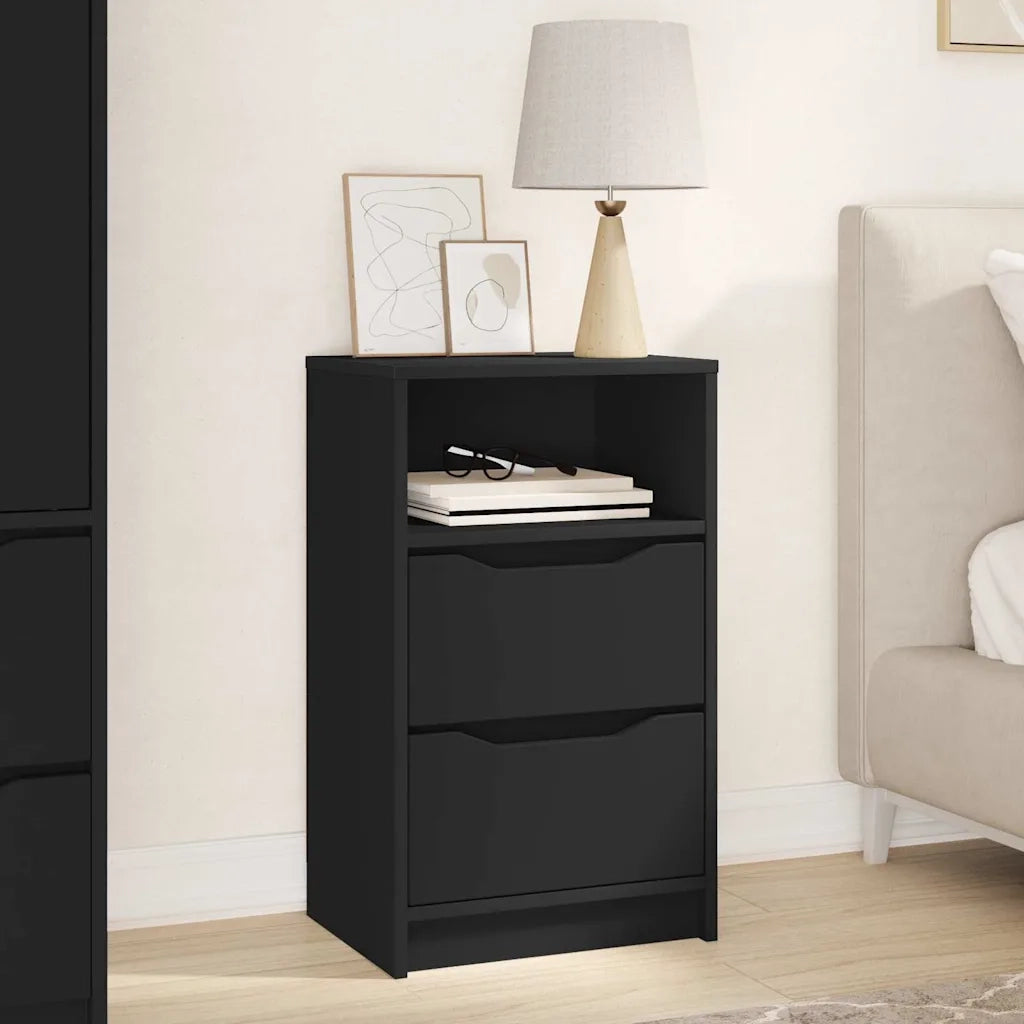 Comodino | Armadio da Notte | Mobiletto da notte con cassetto Nero 40 x 30 x 467 cm Legno multistrato