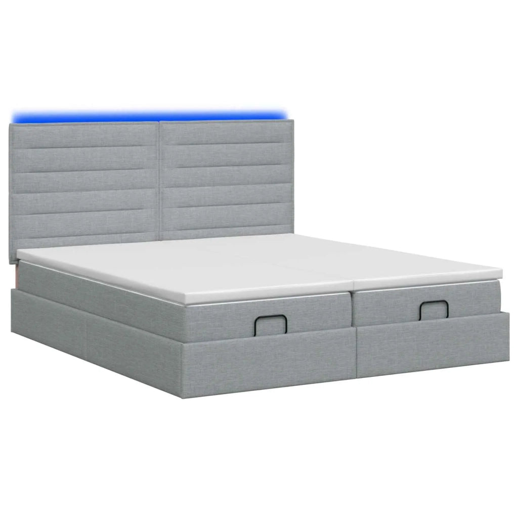 Letto Ottomano con Materasso e LED Grigio Chiaro 160 x 200 cm 3458409