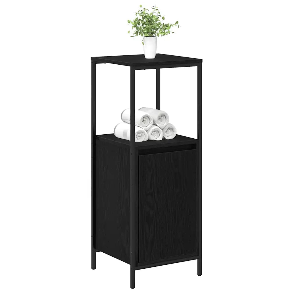 Mobile da Bagno con Ripiani Rovere Nero 36x35x95 cm 861912