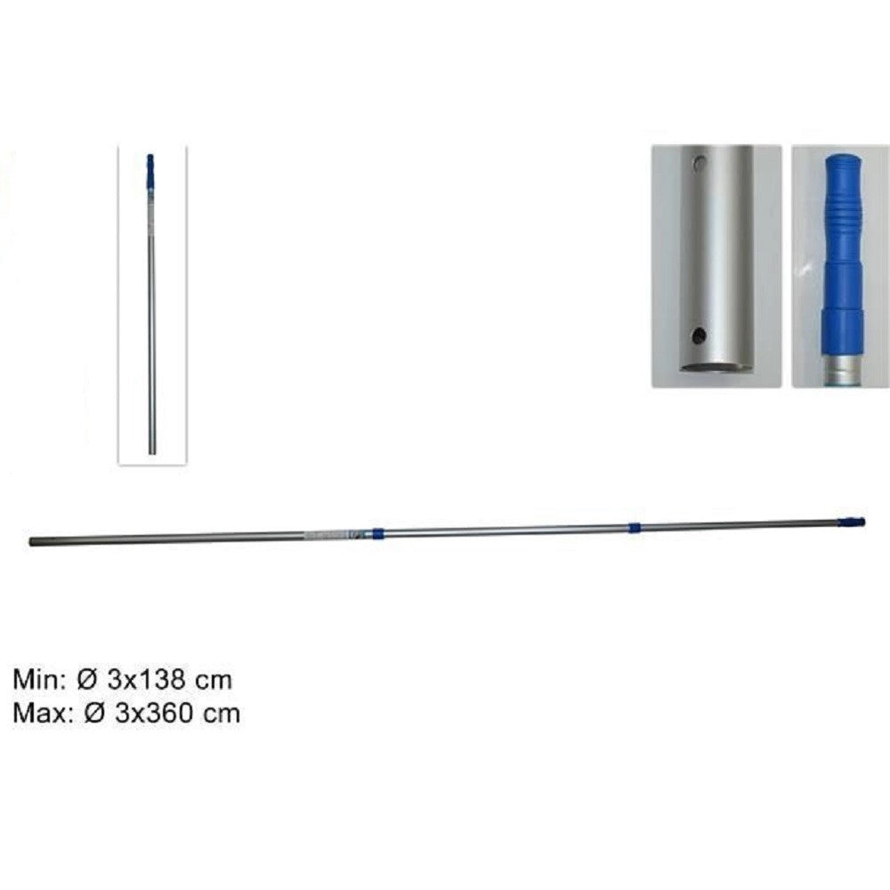 Trade Shop - Asta Telescopica Attacco Universale A 2 Sezioni Da 360cm Retino Aspiratori 58279 -
