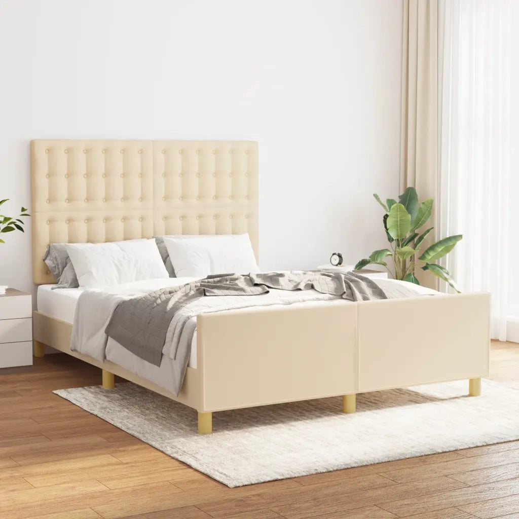 Giroletto senza Materasso-Struttura Letto Crema 140x200 cm in Tessuto
