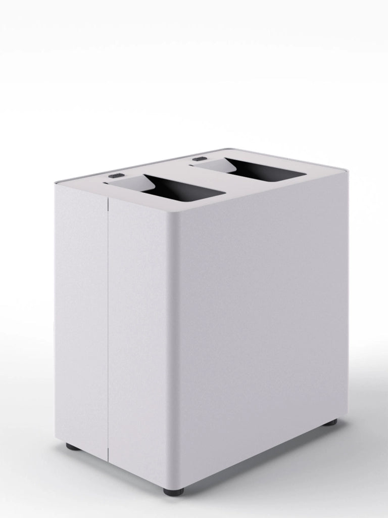 Pattumiera a 2 Scomparti Totale 48 L 48,5x33x49 cm con Contenitori Interni in Acciaio Verniciato Bianco