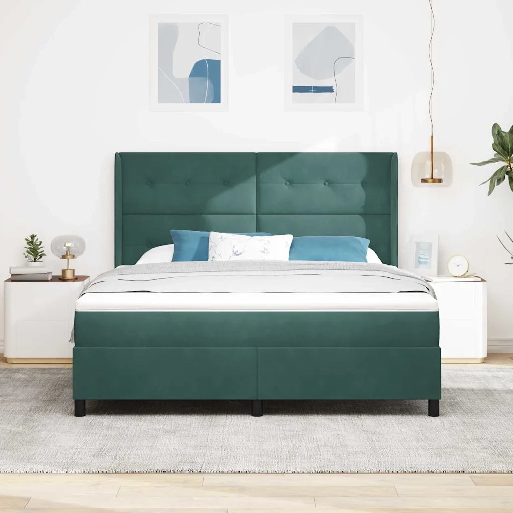 Letto a molle con strisce LED Verde Scuro 180 x 200 cm Velluto 3343883