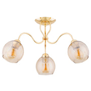 Plafoniera glamour ARIEL oro vetro ambra 3xE27 Alfa