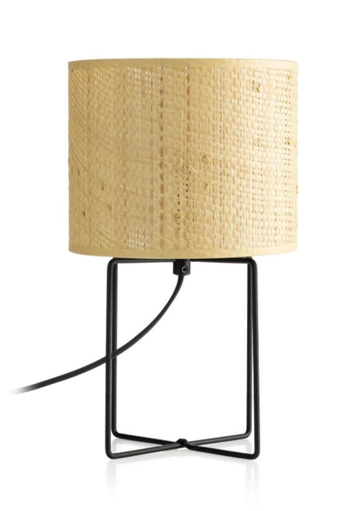 Lampada da tavolo Luminex Rattan nera crema E27 15W 31cm