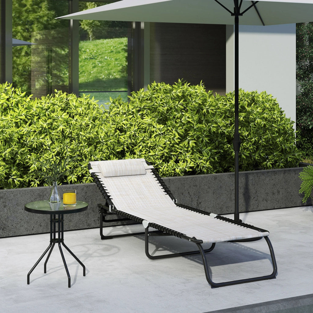 Poltrona reclinabile per giardino ¨C zephmum ¨C 4 posizioni, crema, 189x58x30 cm