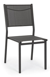 Set 6 Sedie da Giardino 46x57x88 cm in Alluminio e Textilene Hilde Antracite