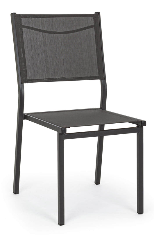 Set 6 Sedie da Giardino 46x57x88 cm in Alluminio e Textilene Hilde Antracite