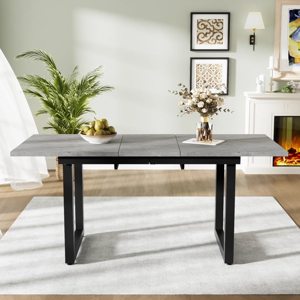 Tavolo da pranzo allungabile in MDF grigio e nero
