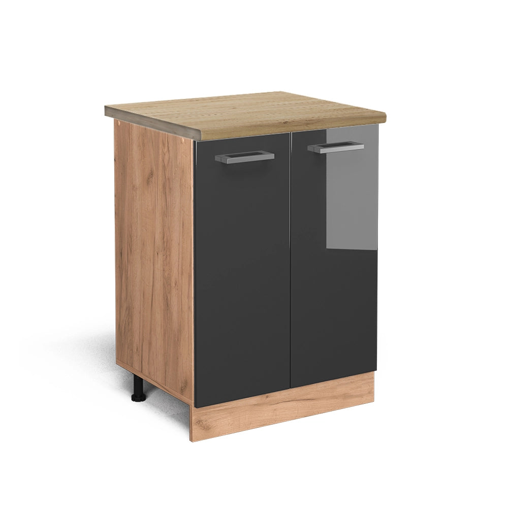 Vicco Mobiletto base cucina Antracite lucido 60 cm , PL Rovere