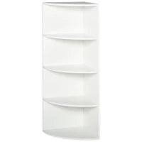 Libreria ad Angolo 4 Ripiani a Muro e Parete Legno 39.5x39.5x120cm Bianco