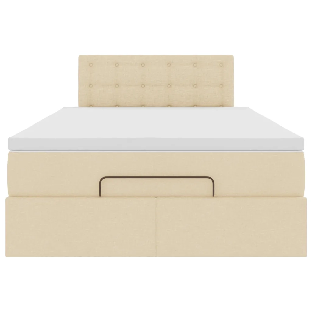 Struttura Letto Pouf con Materasso Crema 120x200 cm in Tessuto 3312469
