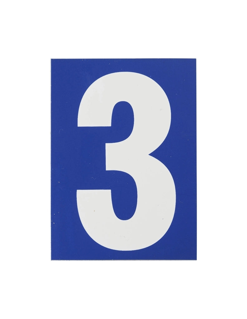 Targa adesiva numero civico 3 - 65X90mm - blu, pannello adesivo in pvc, finitura mat - THIRARD