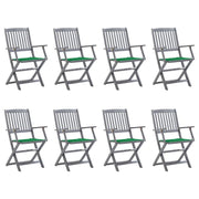 Sedie da Giardino Pieghevoli 8 pz con Cuscini Massello Acacia cod mxl 24190
