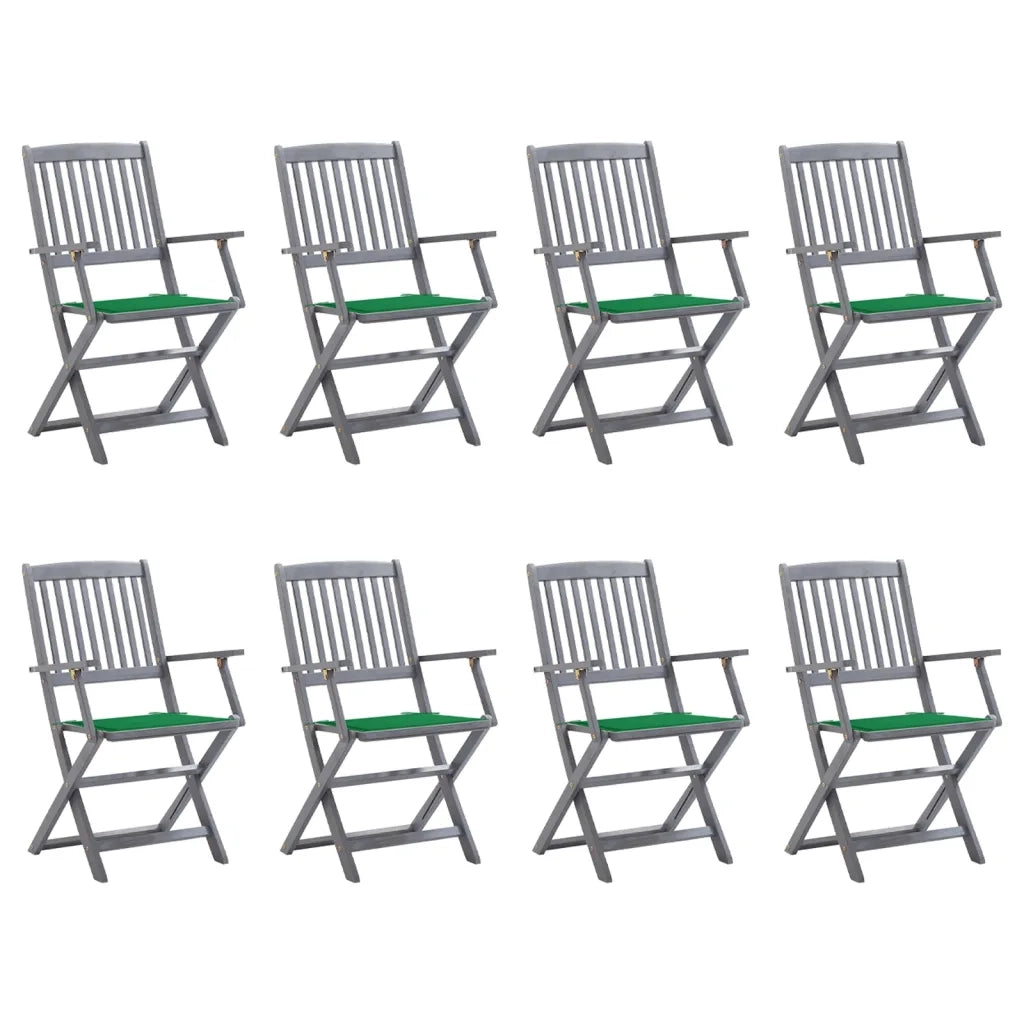 Sedie da Giardino Pieghevoli 8 pz con Cuscini Massello Acacia cod mxl 24190