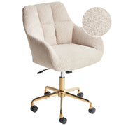 Sedia da ufficio Beige Teddy Poliestere Tessuto Nero Struttura metallica Imbottita Girevole Funzione Regolabile Mobili da Ufficio