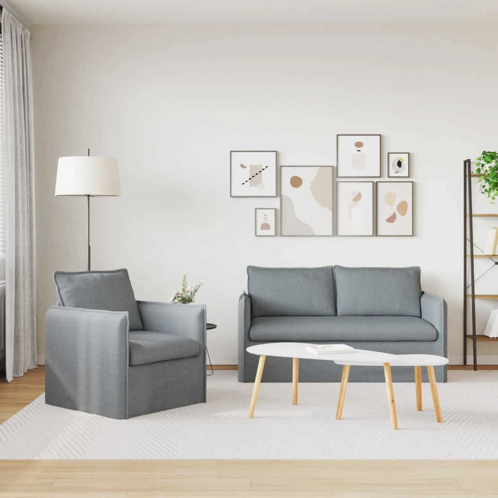 Set di divani 2 pcs Grigio Chiaro 156 x 82 x 85 cm Tessuto