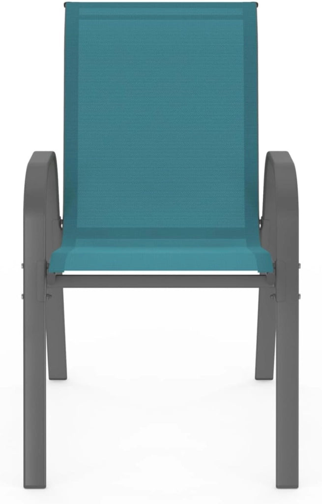 Set di 6 sedie da giardino impilabili LYMA in metallo e textilene di colore blu anatra