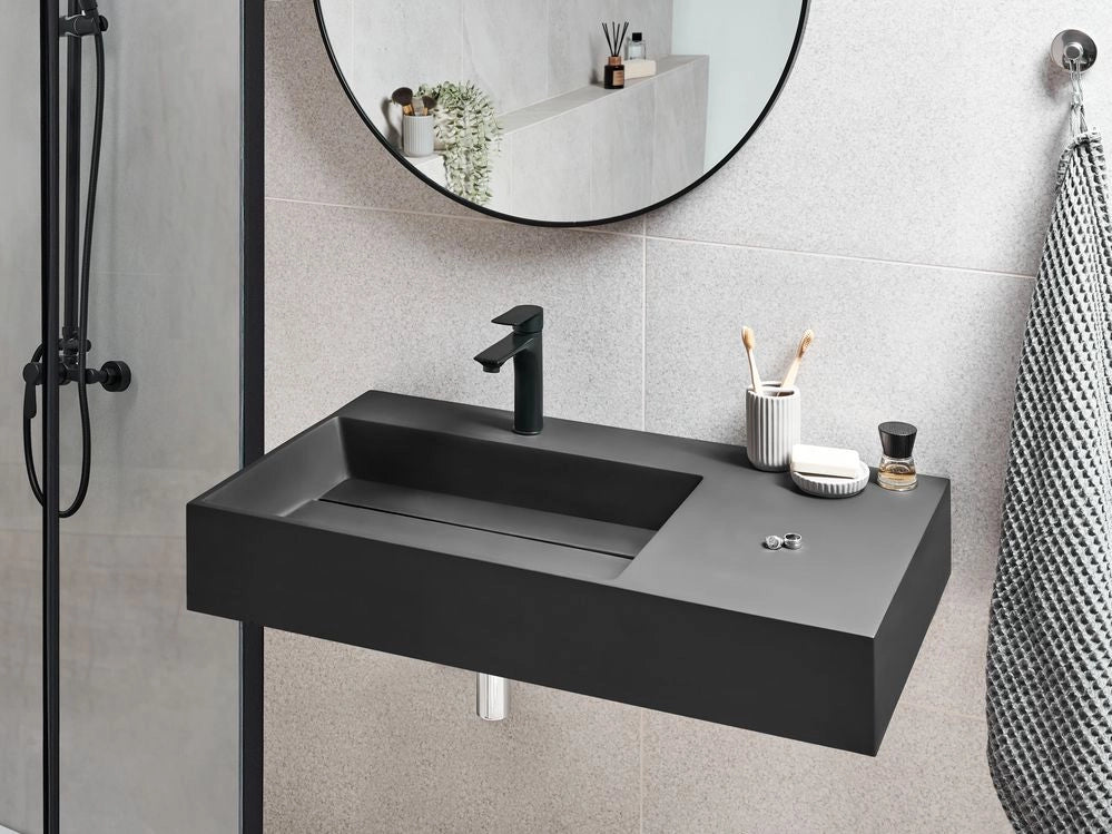 Lavabo bagno rettangolare in ceramica nera 90 x 48 cm Lavello da bagno rettangolare