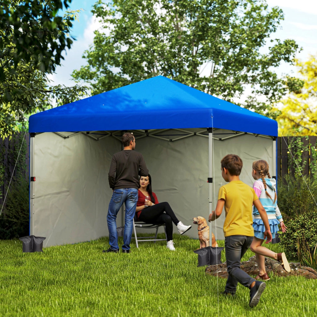 Carpa Plegable Pop-up 3x3 m con Pareti Laterali Anti-UV ¨C zephmum ¨C Blu