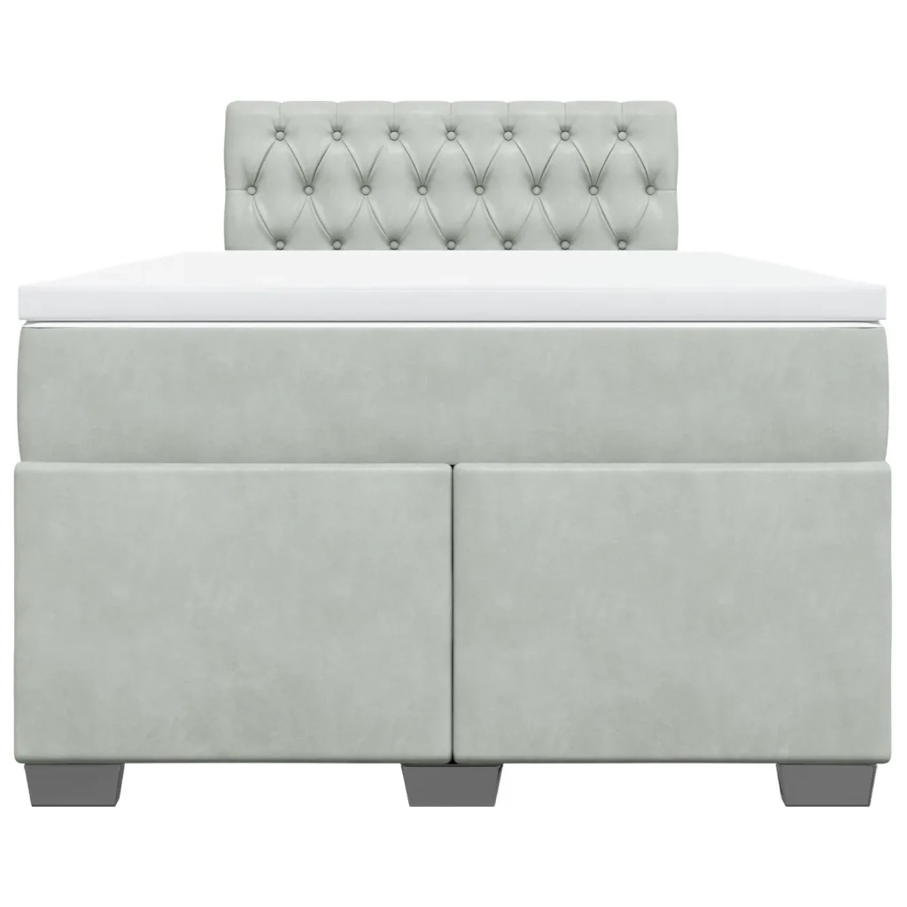 Giroletto a Molle con Materasso Grigio Chiaro 120x200cm Velluto