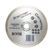 Disco diamantato frazionato continuo 200x30/25,4 mm, segmento 10 mm per piastrelle, maiolica, ceramica dura, marmo Breckner Germany