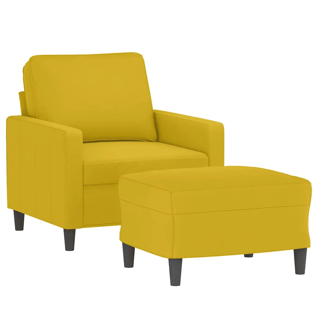 Poltrona con Poggiapiedi Giallo 60 cm in Velluto