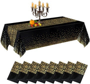 Tavolo da Festa Impermeabile, [8 pezzi] Tavolo da Festa Impermeabile per Feste, Compleanni, Matrimoni, Natale, 137 x 274 cm, Nero & Oro