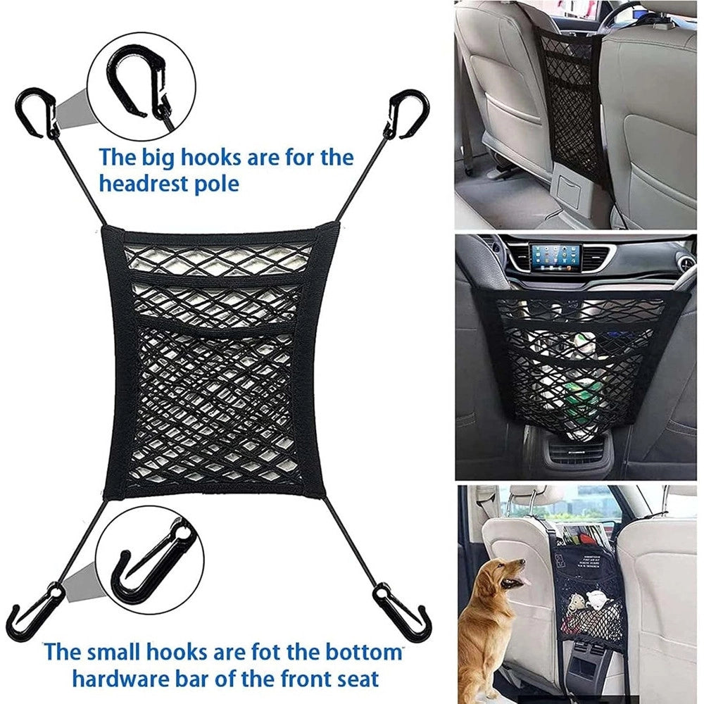 Trade Shop - Organizzatore A Rete Per Auto A 3 Strati Per Cani Tra Sedili Posteriori Organizer -