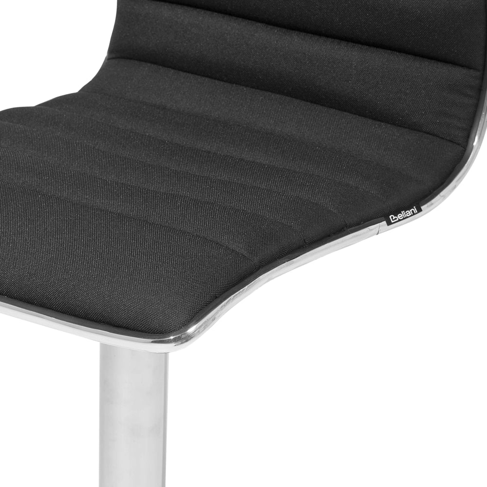 Set di 2 Sedie da Bar Sedile in Tessuto Nero Struttura Argento Bancone Girevole Regolabile in Altezza