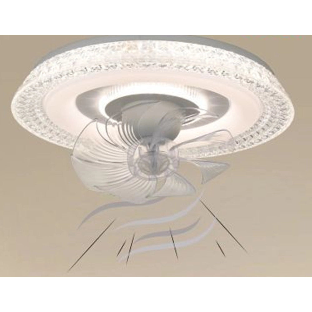 Trade Shop - Plafoniera Cristallo Con Ventola Lampada Soffitto Ventilatore Luce 3200k-6500k 33221 -