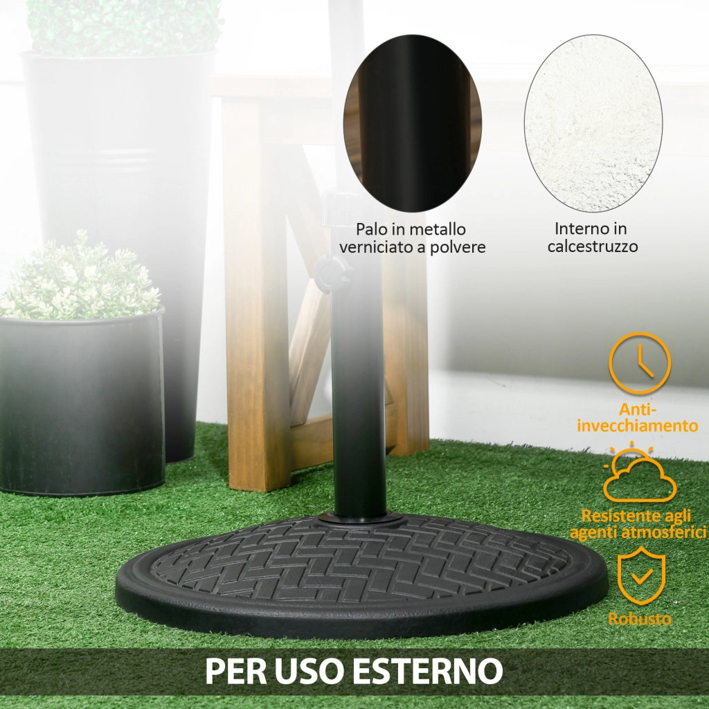 Base per Ombrellone ¨C Zephmum ¨C Metallo e Cemento, Nero, ?46 cm, 14kg per Pali ?32-38 mm