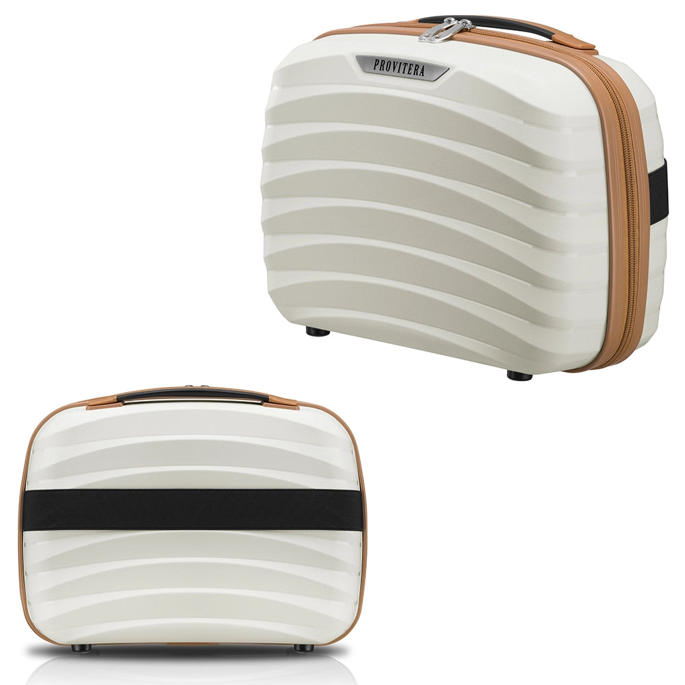 Set 4 Valigie Trolley Rigide con Beauty Case Resistente a Urti in Polipropilene Bianco Perla